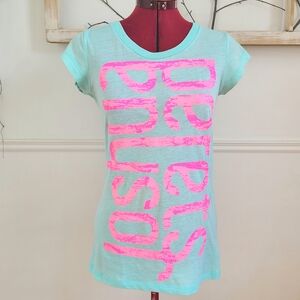 B2G1 FREE | Joshua Perets Aqua And Pink Graphic Tee - Medium